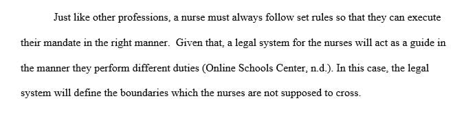 What is the importance of the legal system for nurses