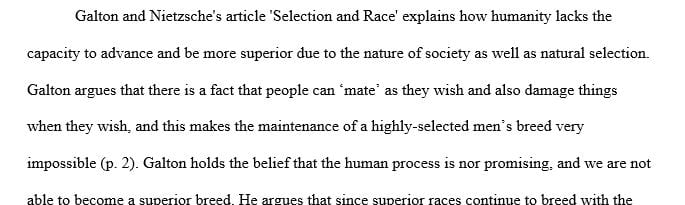 What is the main point of Galton and Nietzsche. How do they see human progress