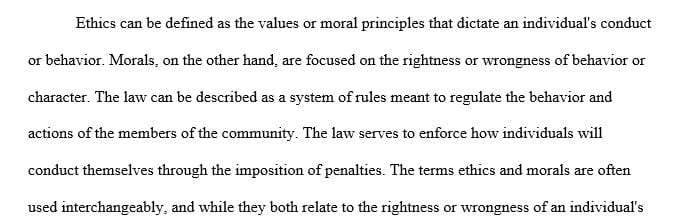 What is the relationship between law, morality and ethics