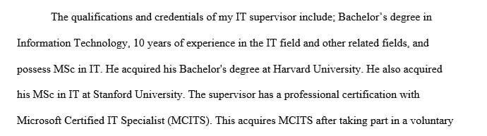 What qualifications and credentials does your direct supervisor have