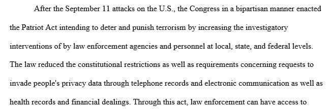 Write a 1,050- to 1,200-word paper on the history of the USA PATRIOT Act.