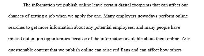 Write a one-page essay explaining how you present yourself online
