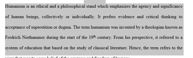 Write an essay about humanism