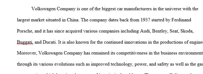 A Research proposal about Volkswagen