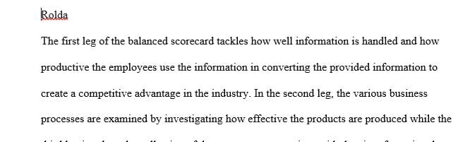 A balanced scorecard is a performance metric used in strategic management  to identify and improve various internal functions
