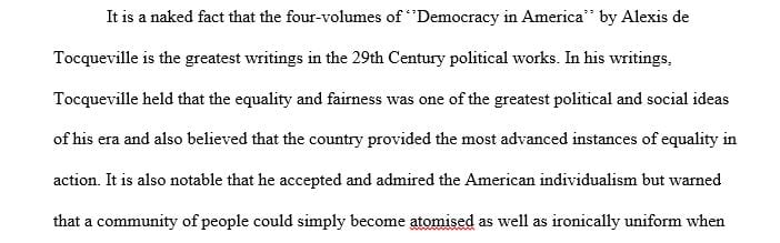 Analyze an association in the context of de Tocqueville’s writing