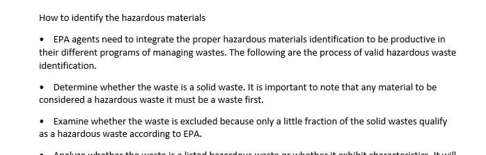 Assume you are an EPA agent and have been tasked with conducting a training seminar for a local business
