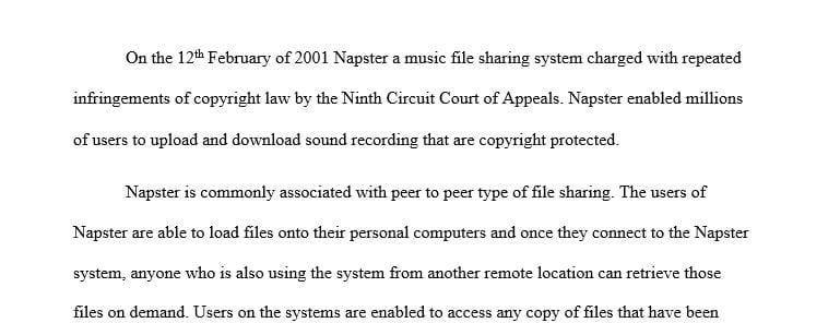 Briefly summarize the intellectual property law issues in the Napster case