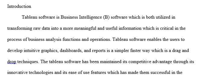 Business Intelligence and Analytics Using Tableau Software