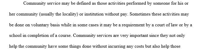 Choose a kind of community service and write a 4 page research paper