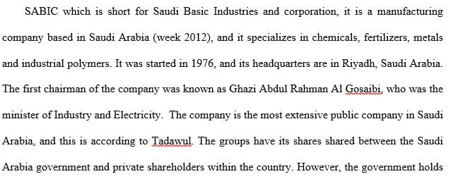 Choose an organization at which you are currently working or a Middle Eastern organization with which you are familiar.