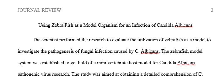 Choose one article from a primary scientific literature source which uses a microbe as a model organism
