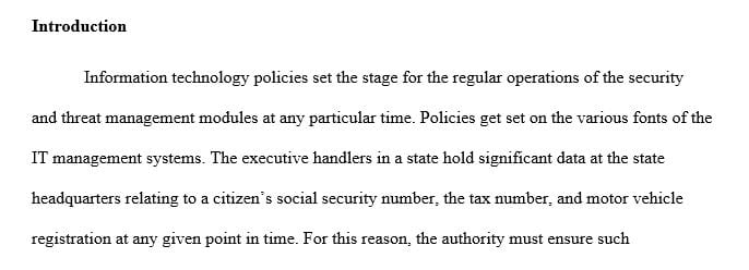 Compare and Contrast Two State Government IT Security Policies