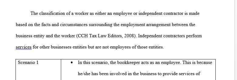Compare and contrast the three scenarios in a table