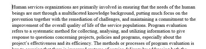 Compose a 2-to 3-page academic paper detailing a program evaluation method