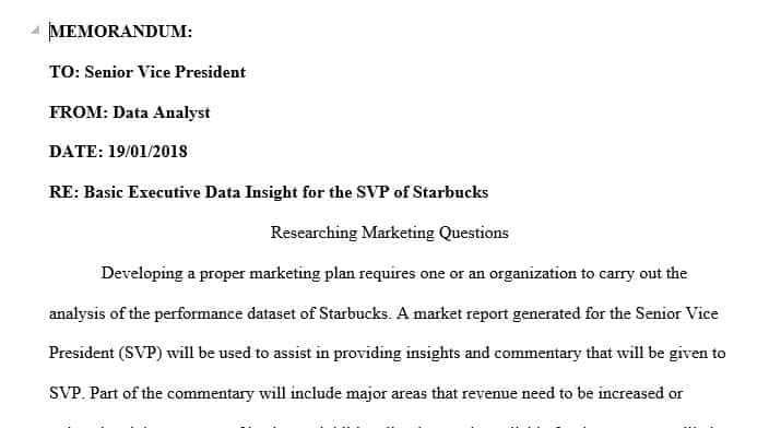 Construct a minimum 575-word memorandum for the SVP providing insights and commentary