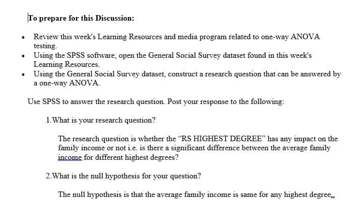 Construct a research question that can be answered by a one-way ANOVA