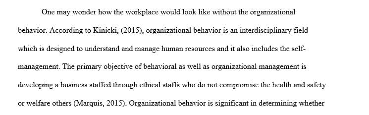 Create a 700-word summary of what you have learned about Organizational Behavior  