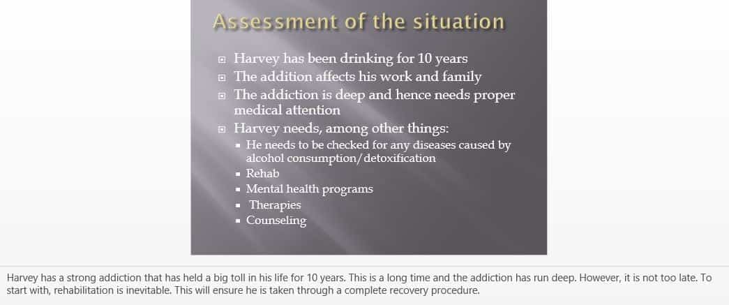 Create an 8-10 slide Power Point presentation to discuss treatment plans for Harvey and his family