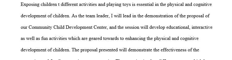 Creation of the Community Child Development Center proposal