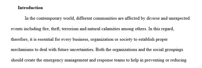 Define and describe the following crisis management and emergency management concepts