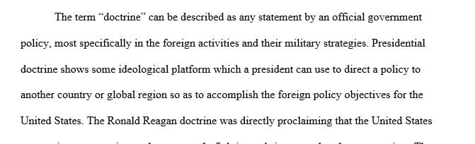 Define presidential doctrine and summarize the regional or global events during the Cold War 