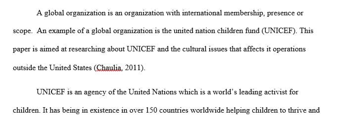 Define the cultural issue within the global organization.