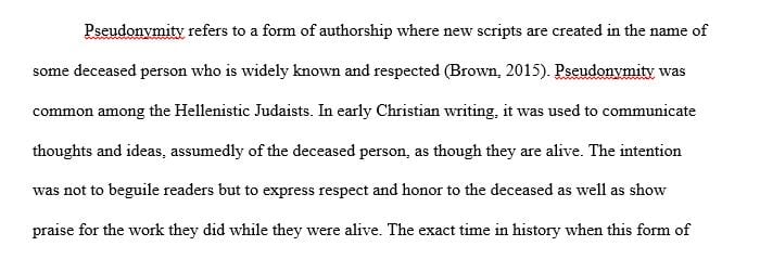Define the term pseudonymity and explain its practice among Hellenistic-Jewish and early Christian writers.