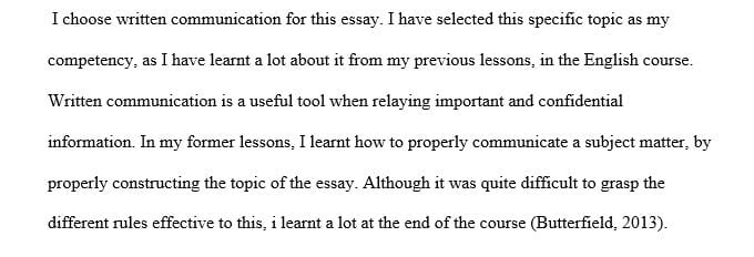 Describe how you have shown your level of proficiency in two competencies through one or more learning activities