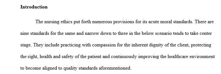 Describe the ethical case and which principles of the nursing code of ethics
