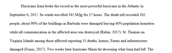 Describe the geographic area and how it was impacted by the disaster.