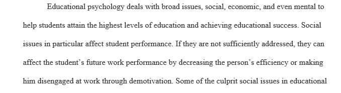 Describe the social issue and motivational-change need related to educational psychology you identified