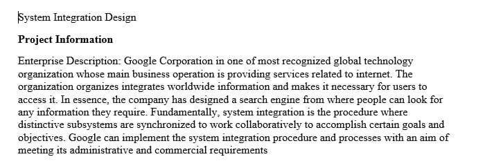 Developing a comprehensive Systems Integration Design Proposal as your project