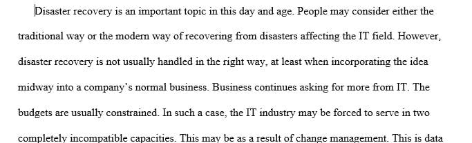 Modern Disaster Recovery Workshop: Developing an IT Disaster Recovery Plan