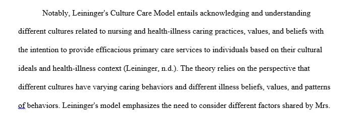 Discuss assumptions of the Trans-personal Caring relationship