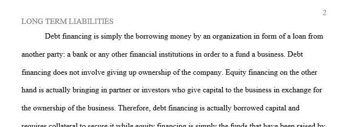 Discuss debt and equity financing