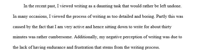 Discussion Progression of perception about writing