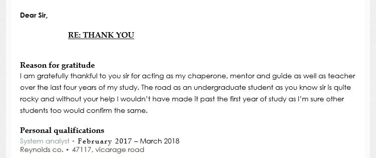 Draft a thank you letter template that you can use as a starting point for future professional follow up.