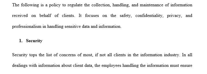 Draft an IT policy to protect the security and privacy of users of websites