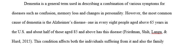 Effects of Dementia on Individuals and Family