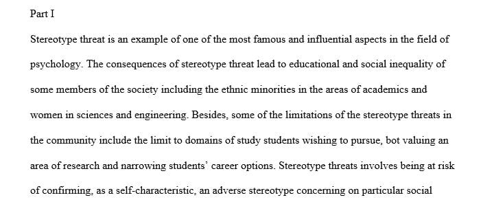 English 5 page Essay on Stereotype threat (Double Space)