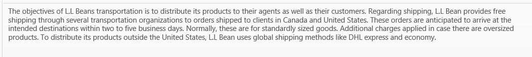 Explain a selected company's transportation and warehousing strategy to potential investors and lenders
