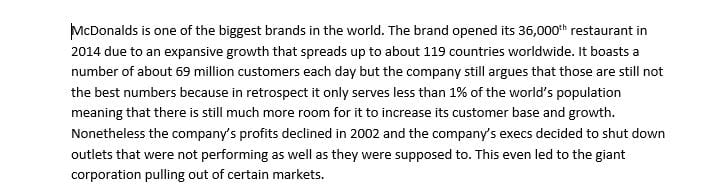 Explain the advertisement in the context of why you think McDonald's has chosen a strategy of product