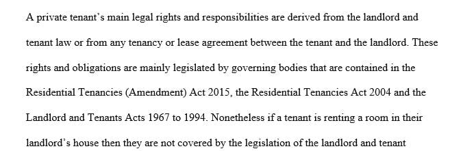 Explore the legal rights and responsibilities of the tenant and the landlord.