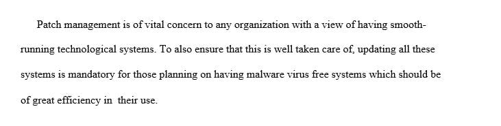 Focus on issues and concerns with Patch Management.