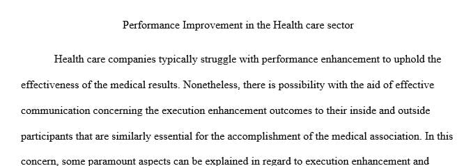 Health care organizations (HCOs) often struggle with performance improvement