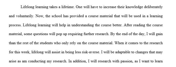 How Life Long Learning connect with the course material this week