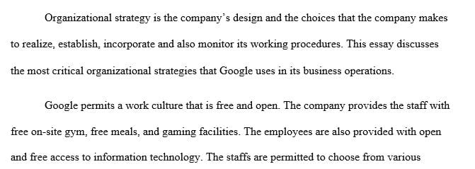 How does google's organizational strategy support its business strategy