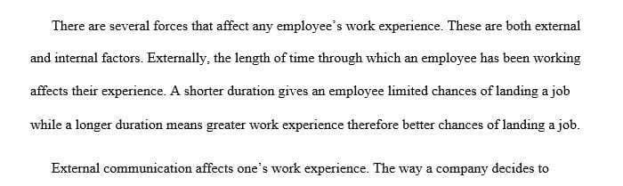 Identify 3 examples of external forces affecting any of your current or prior work experience.