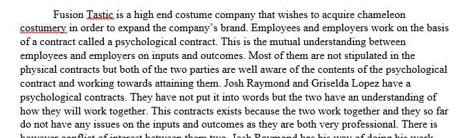 Identify the existing psychological contract for Josh Raymond and Griselda Lopez.